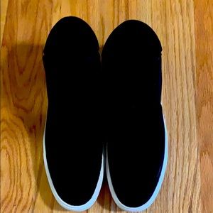 Suede Hidden-Wedge Sneaker - Black